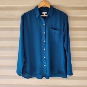 J. Jill turquoise shirt. Luxurious fabric. S. Work or formal.